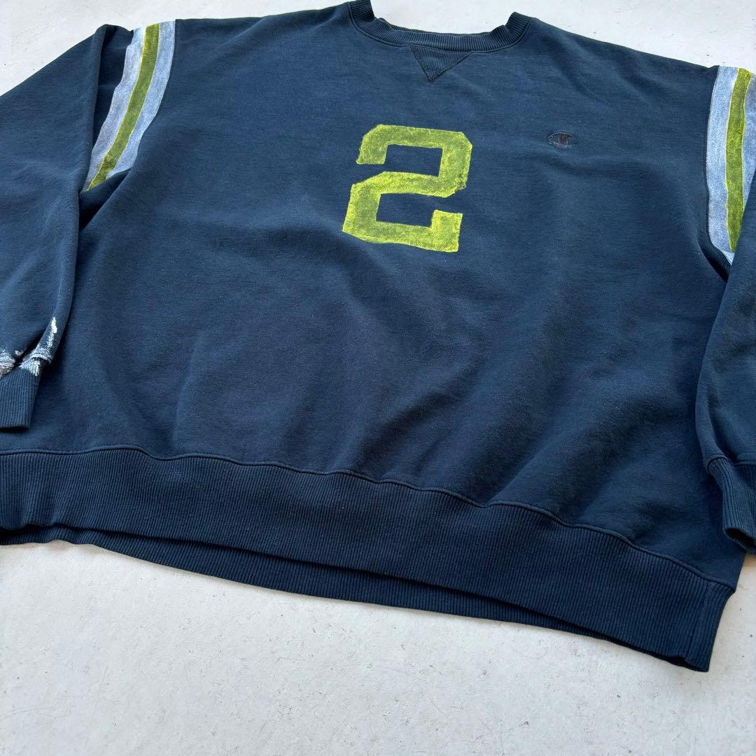 チャンピオン ペイント加工 スウェット ナンバリング 黒 ブラック 常田大希