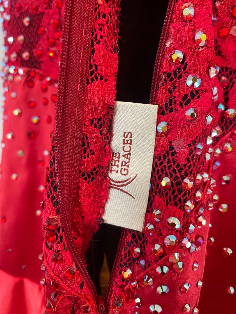 社交ダンス　ドレス　スタンダード　赤