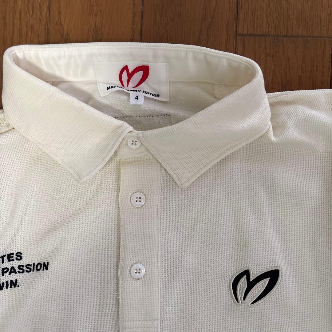 マスターバニー、長袖ポロシャツ ホワイト