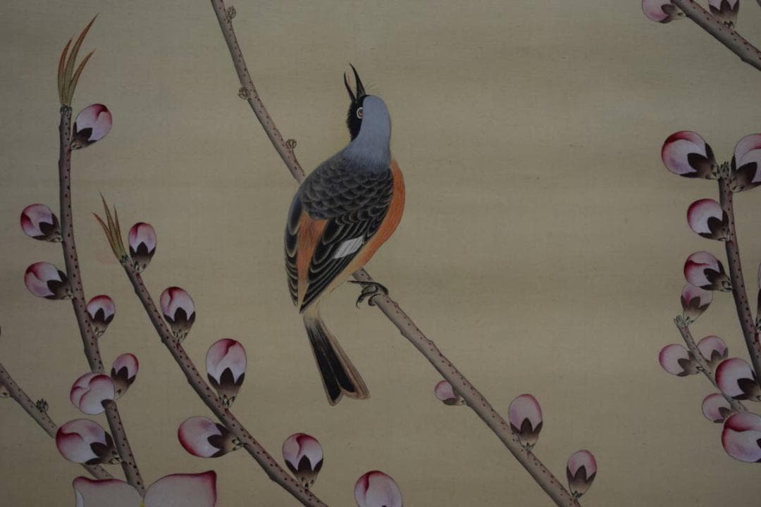 真作/大田久章/花鳥図/布袋屋掛軸HE-471