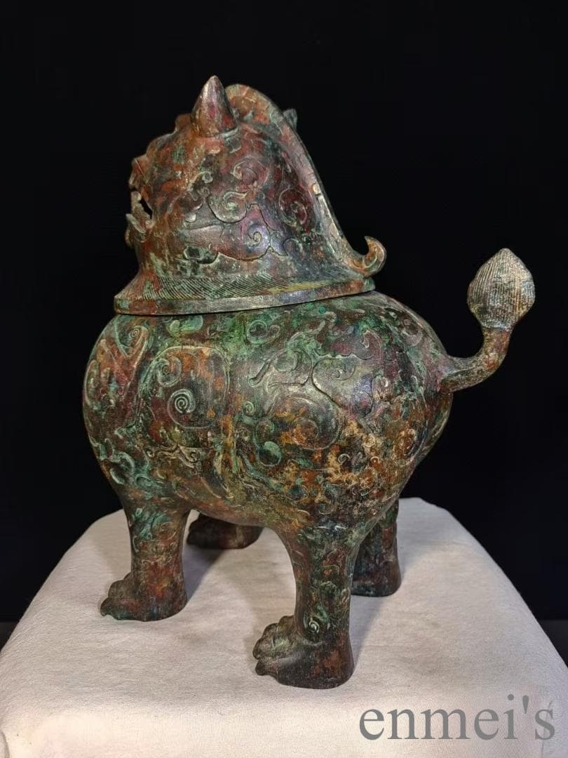 中国古美術 青銅器 神獣炉 香炉 鍍金 銅製 彫刻 仏教美術 唐物 供物器 古玩