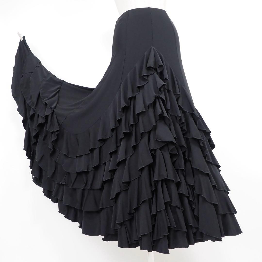 フラメンコ　ファルダ　新品　黒　フラメンコ衣装　レッスン　Leirena