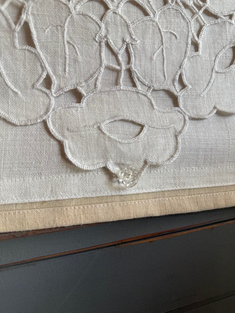 フランスアンティークஐ⋆*大人可愛いウォールポケット・リネン・花柄・刺繍