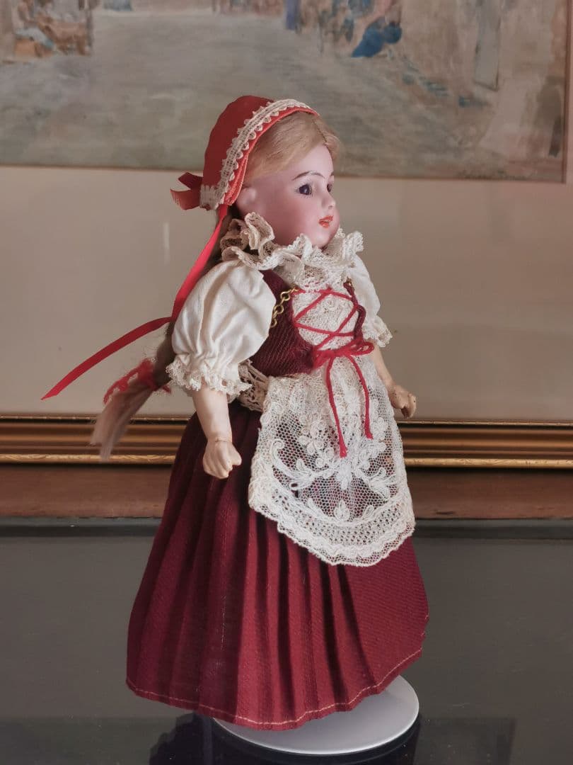 アンティークビスクドール シモンハルビック ハイジ１号紫茶ガラスアイ チロル衣装