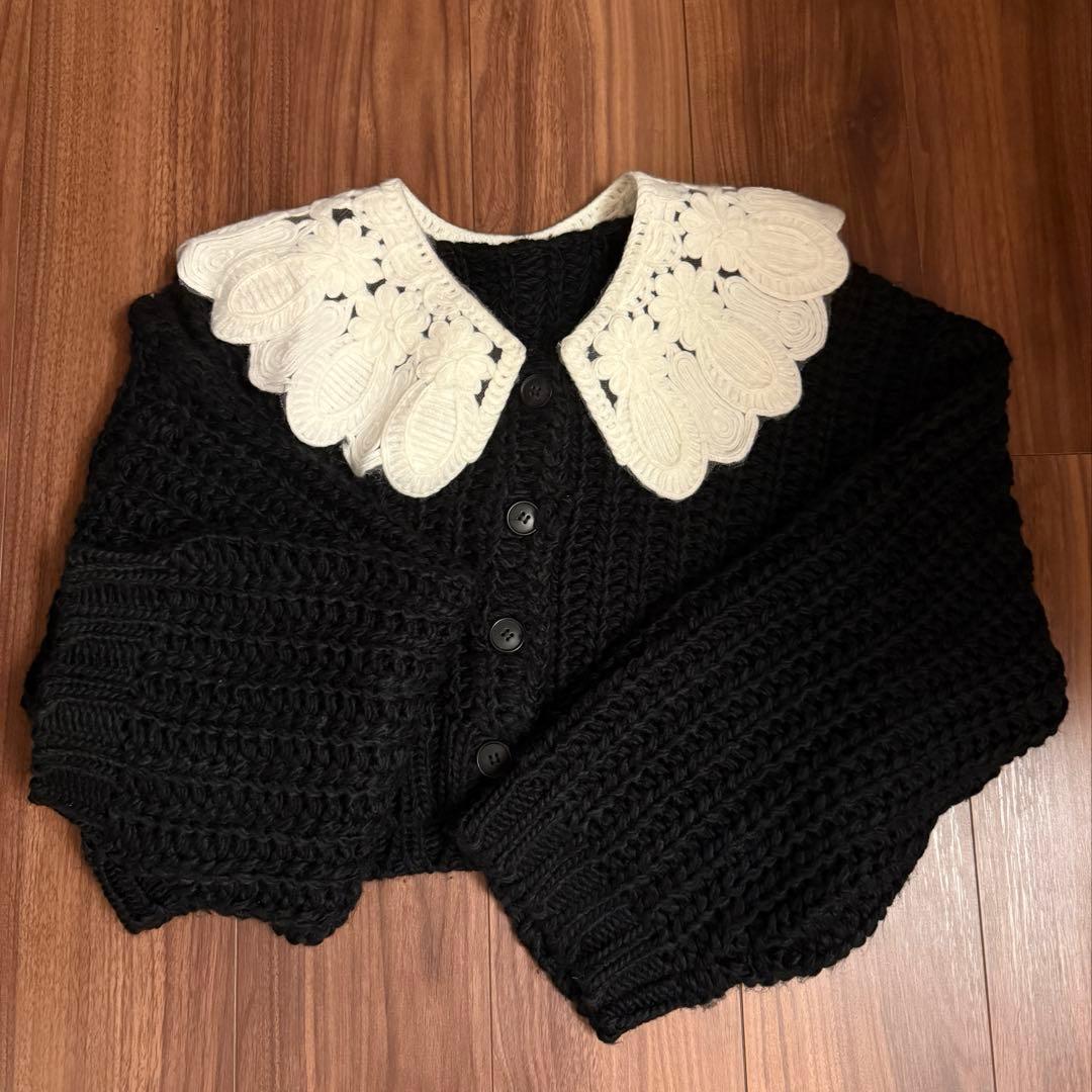 motif collar removal knit cardigan ニット