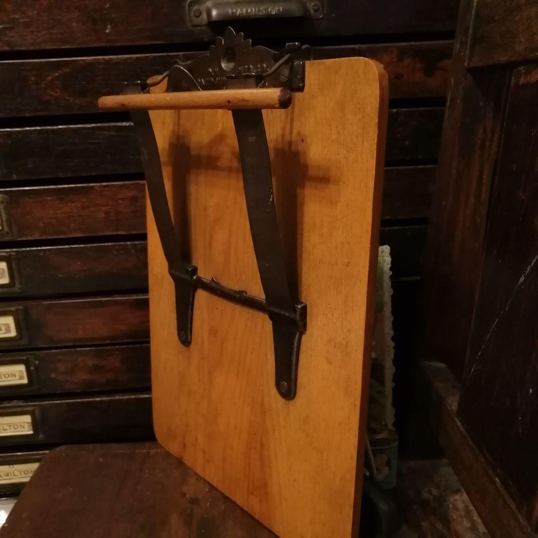 米国アンティーク木製バネ式クリップボード バインダー☆メッセージボード カード