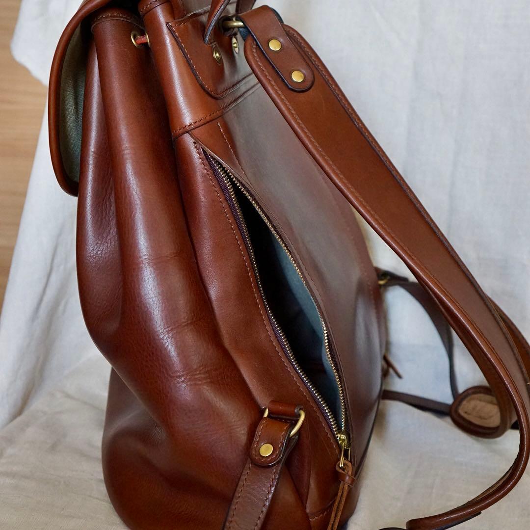 ハンドメイド　手縫い　レザーリュック　イタリアンレザー
