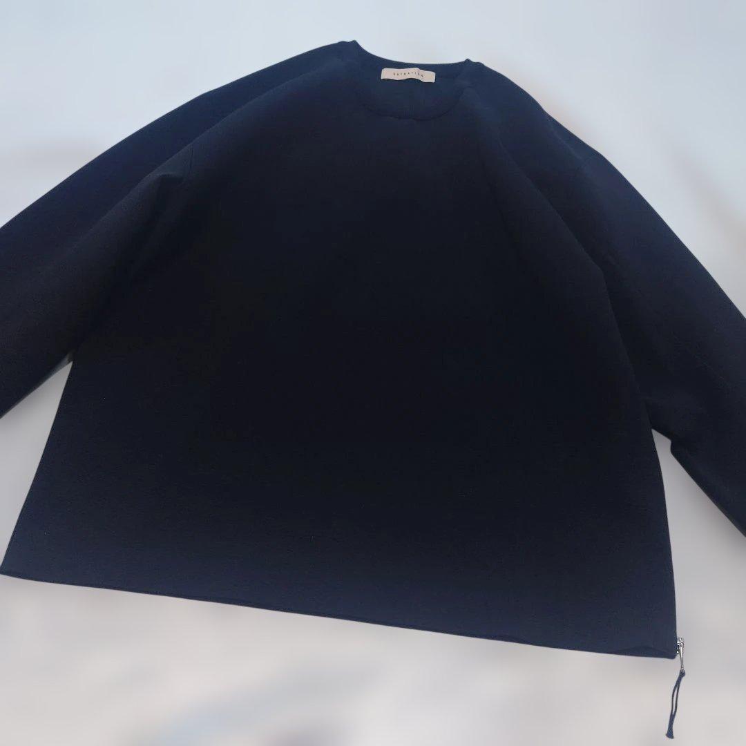【美品】 ESTNATION ミラノリブサイドジップクルーネックニット