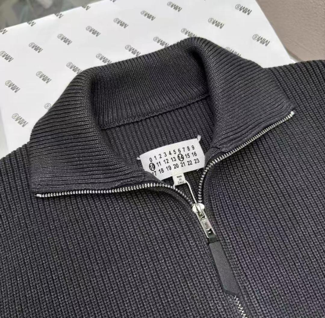 Maison Margiela リブ編みジップアップセーター