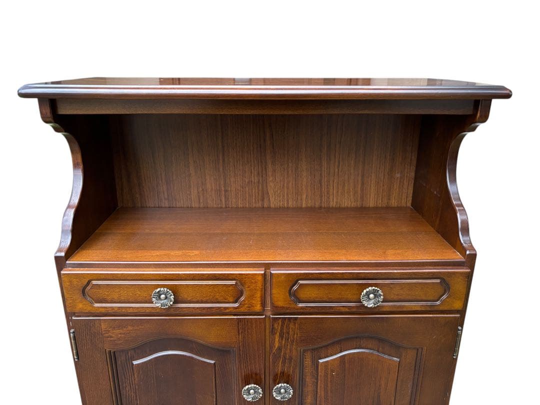 オールドカリモク ビンテージ 木製 キャビネット コロニアル 飾り棚 ブラウン