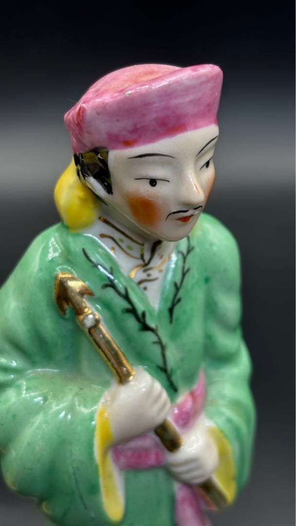 中国美術 古玩 色絵陶人形 陶器人形 高さ約20cm 置物 オブジェ 古董品