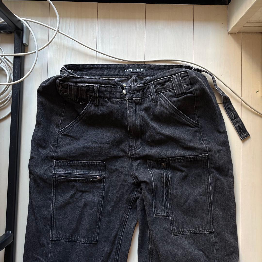 名作 Y/PROJECT 20SS パロットカーゴパンツ ブラック デニム XS