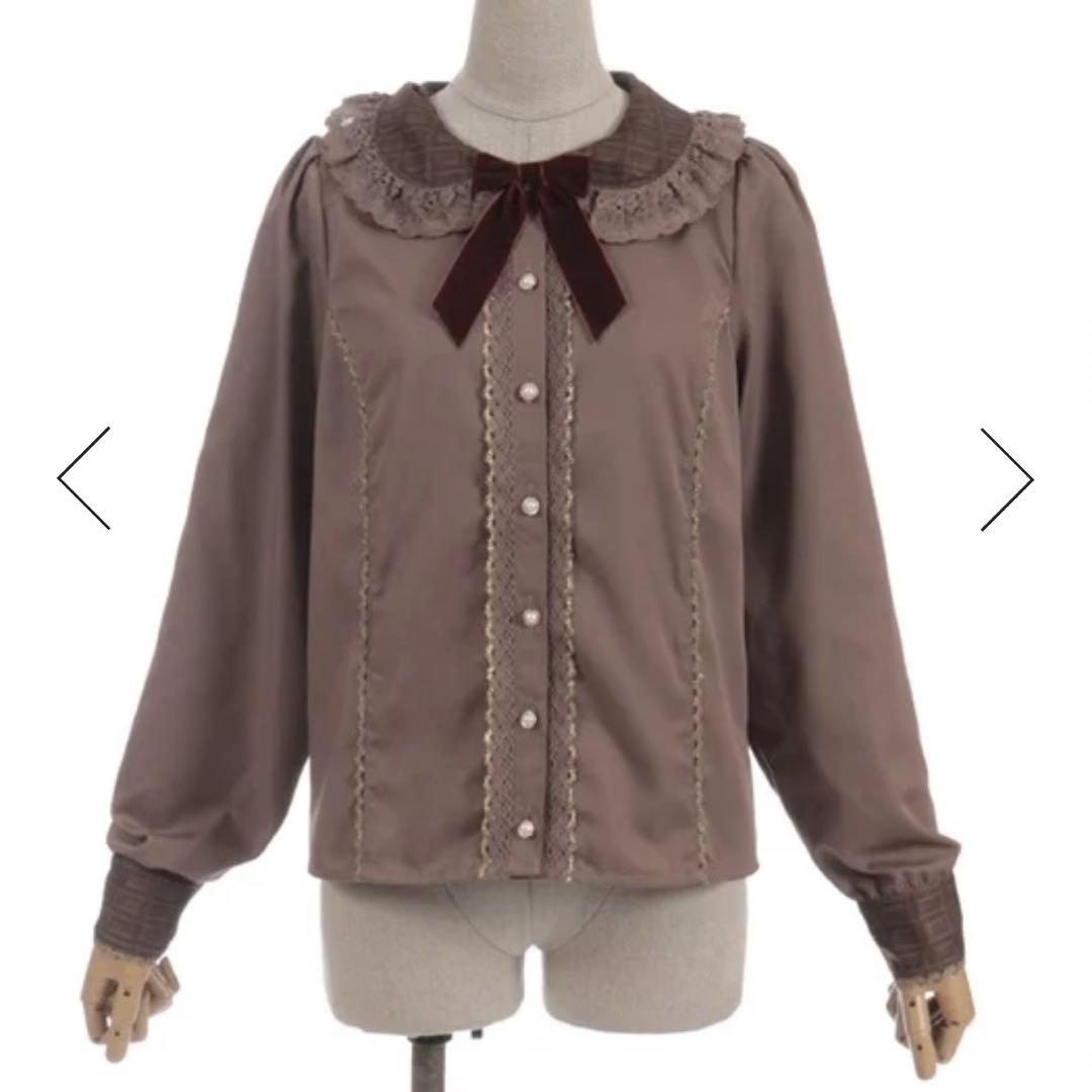 【期間限定出品】Chalmiere ボンボンショコラ チョコレート柄衿ブラウス