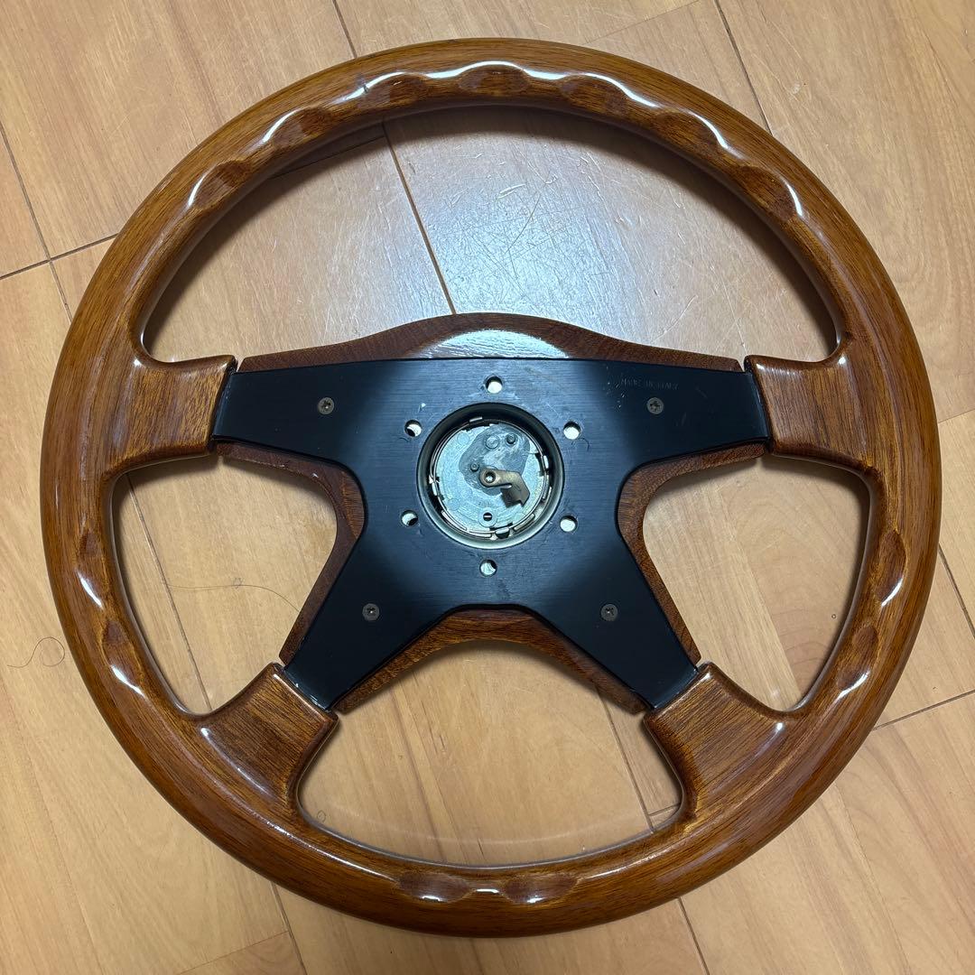 旧車 イタルボランテ・レノマ コラボ品 ウッドステアリング φ36 (π36)