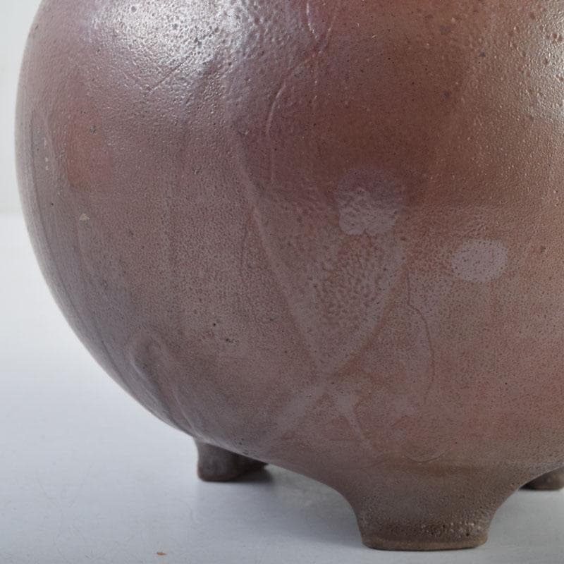 丹波焼　大上昇作　赤土部釉　香炉　共布共箱　C　8733