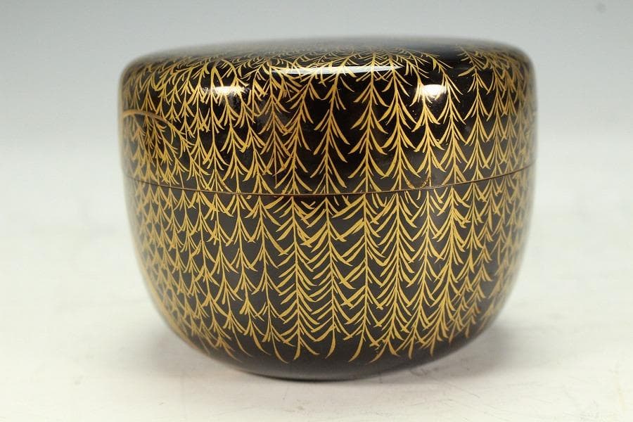 茶道具 時代 柳蒔絵 平棗(K-A650)