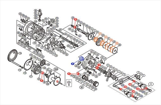 シマノ 01 カルカッタコンクエスト 300/400 カーボンドラグワッシャー