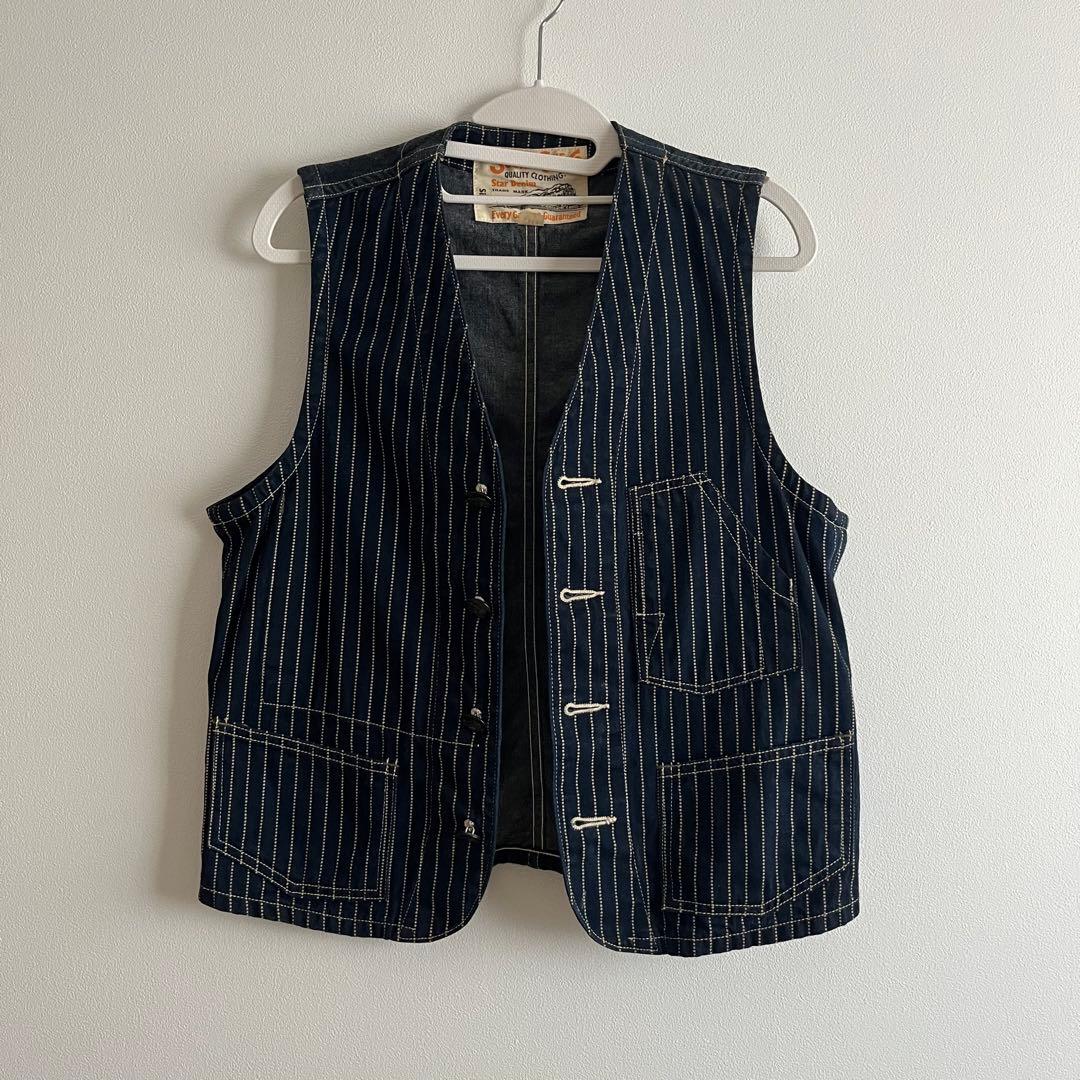【 Sugar Cane 】 シュガーケーン ベスト 36 デニム ストライプ