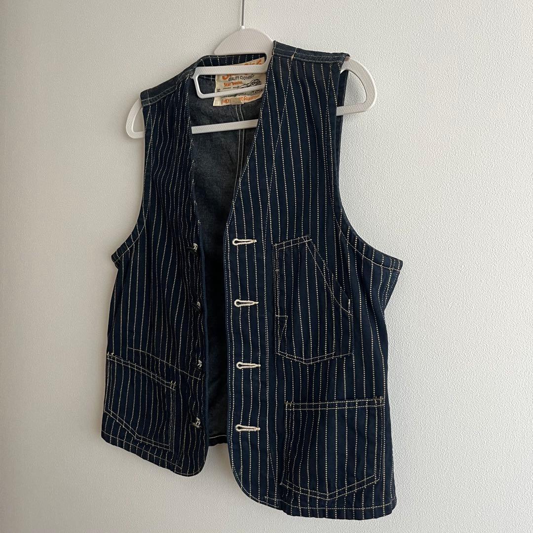 【 Sugar Cane 】 シュガーケーン ベスト 36 デニム ストライプ