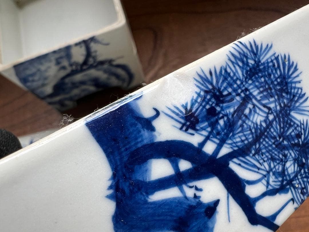 重箱　陶器　染付　インテリア置物　骨董