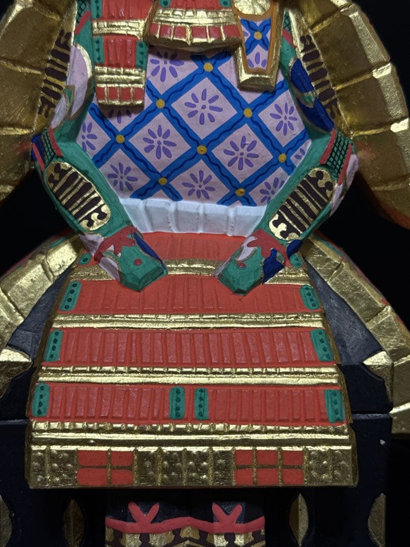 奈良 一刀彫 名人 清水古俊 造 具足 鎧 置物 桐共箱付