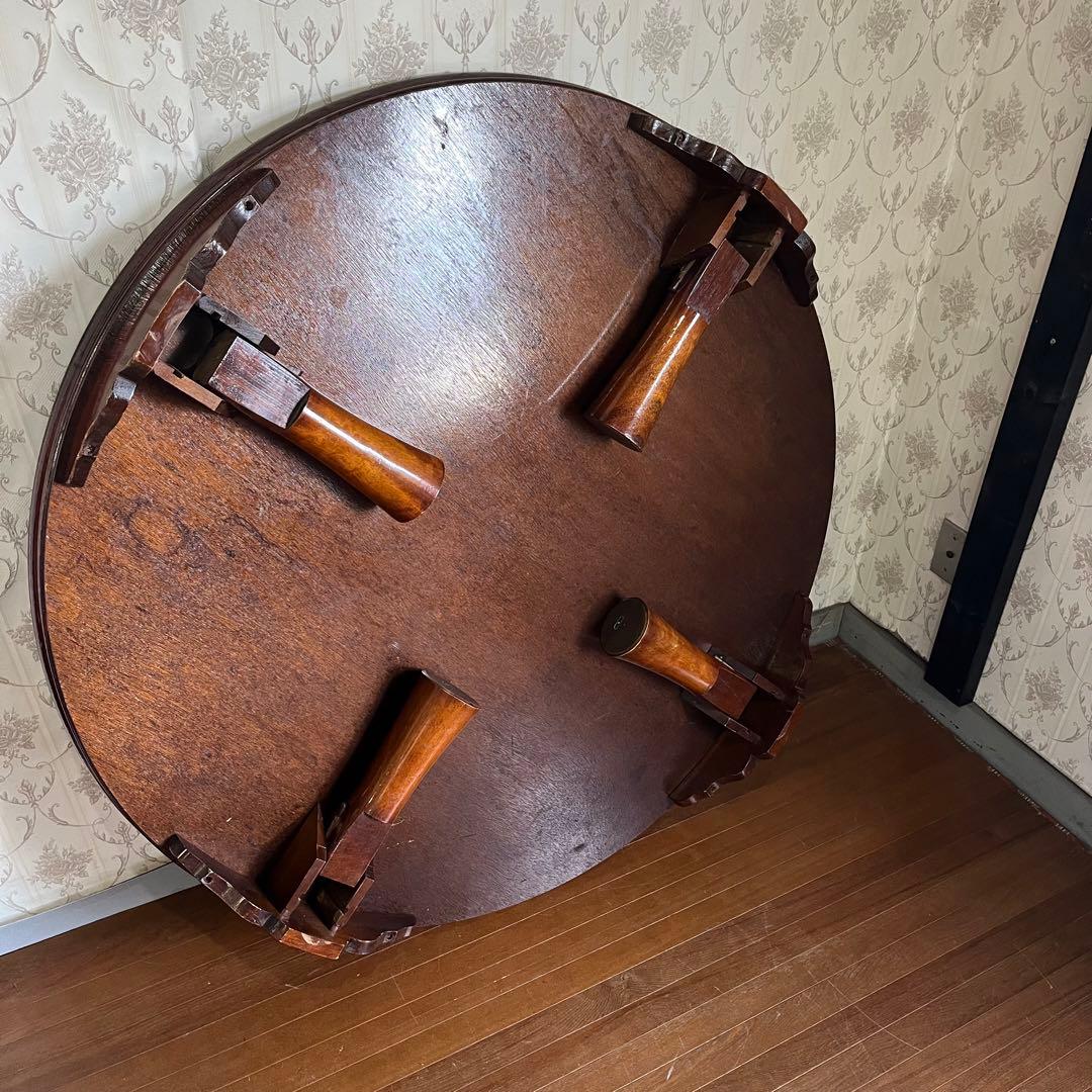 【アンティーク】木製 折り畳み座卓 センターテーブル ちゃぶ台 円卓 古家具