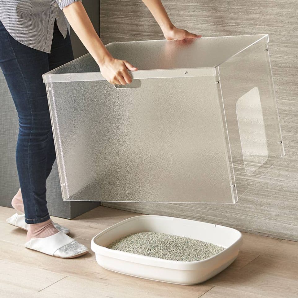 アクリル製　ペット　トイレカバー　ネコ用