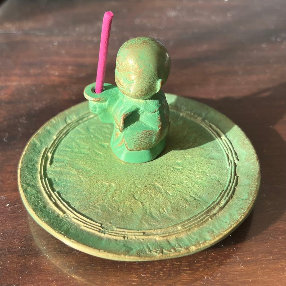 年末年始限定値下　金属製 仏像 お香立て 皿付き