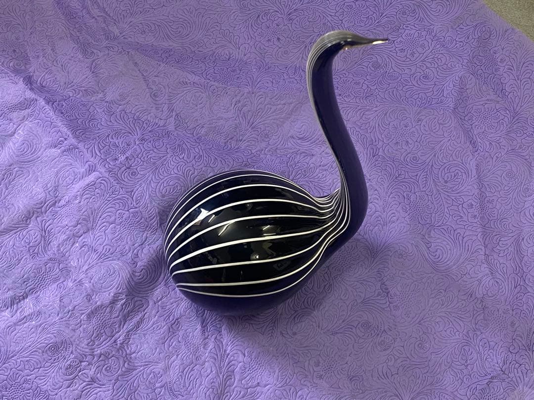 リヴィオ・セグーゾ作　ムラーノガラス　「ブラックスワン」　イタリア　1980年代