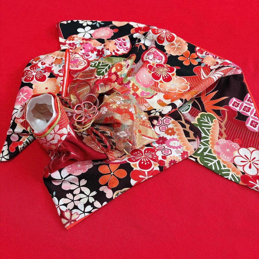 即納✨犬の着物 犬用本格大振袖 M お引き摺り 古典柄 正絹 松竹梅 犬服