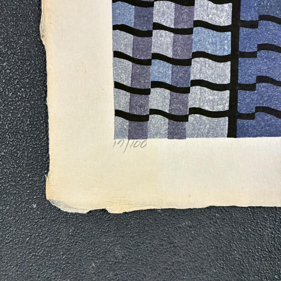 クリフトン・カーフ「ROOF TILES 屋根瓦」木版画 直筆サイン入 ’84