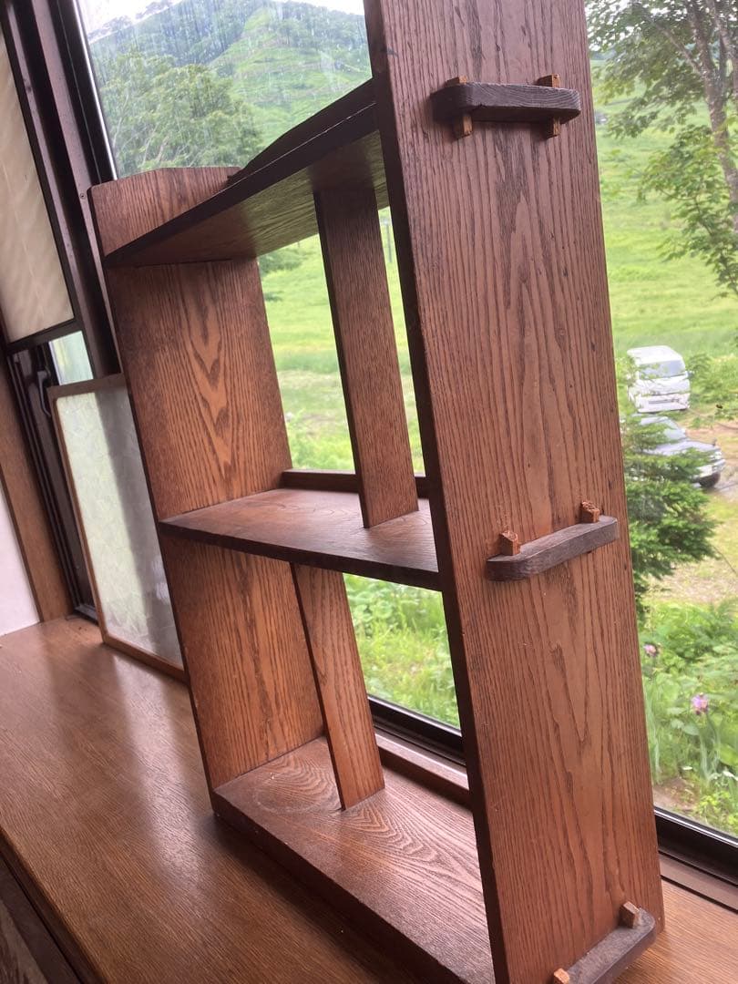 昭和レトロ 本棚 小棚 ラック 木製 本棚 楔 くさび オープンラック 当時物