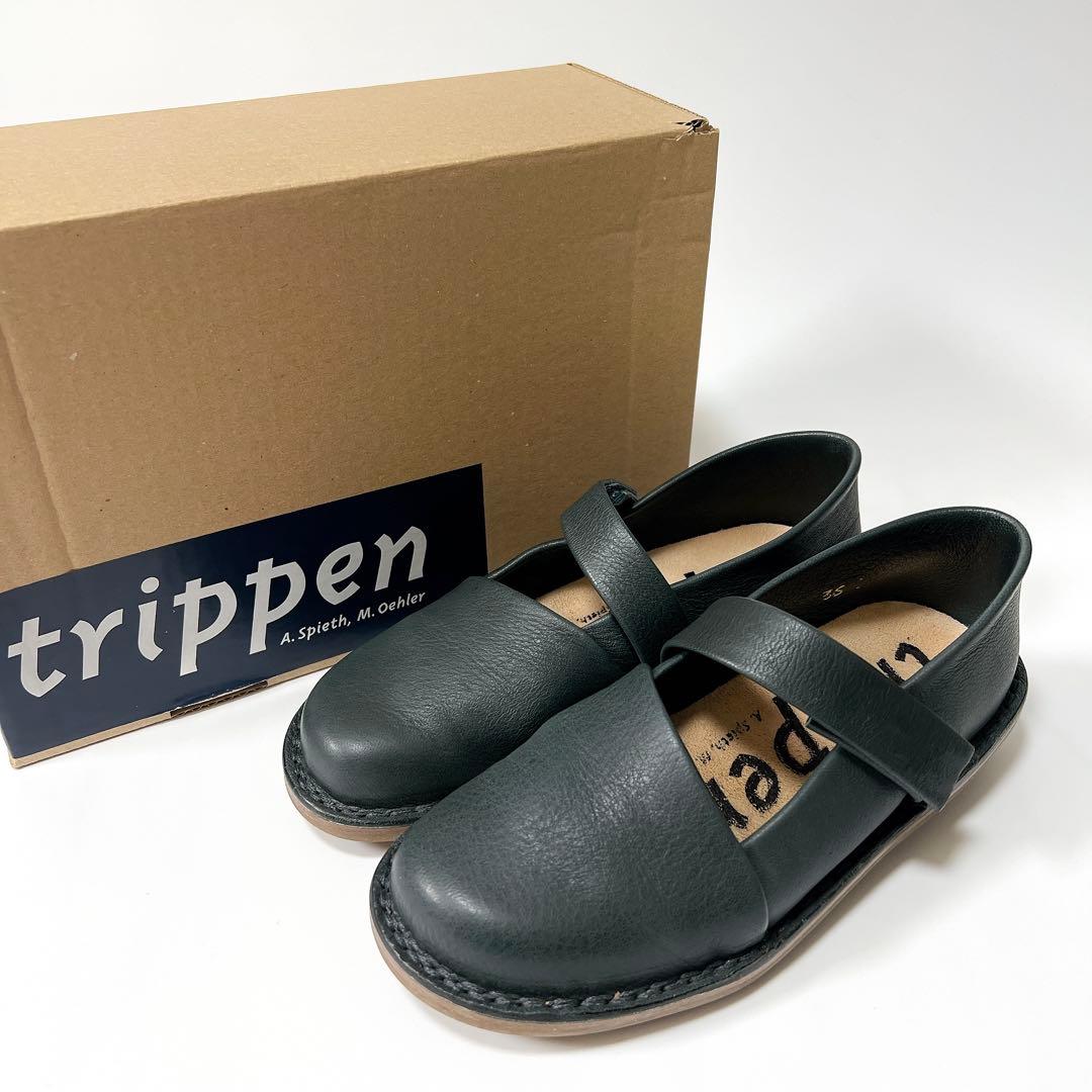 《極美品》トリッペン Ahead ベロクロストラップシューズ ネイビー 36