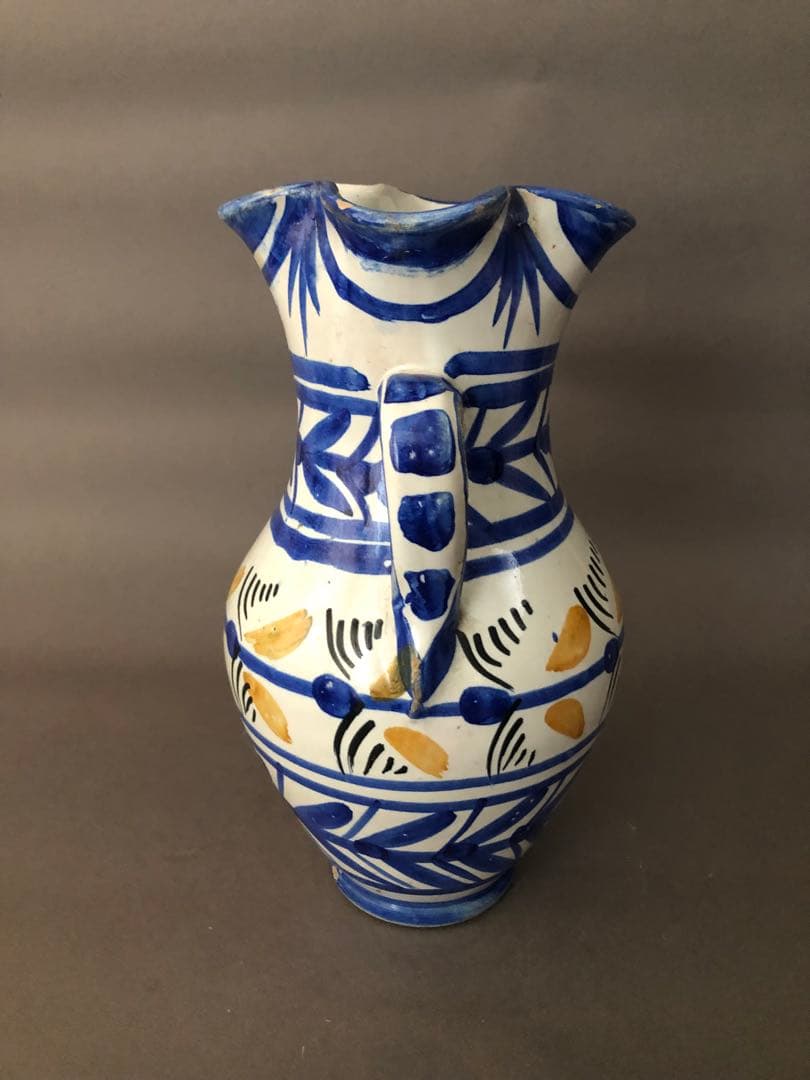 スペイン骨董　陶器　両手付き花瓶、壺　アンティーク