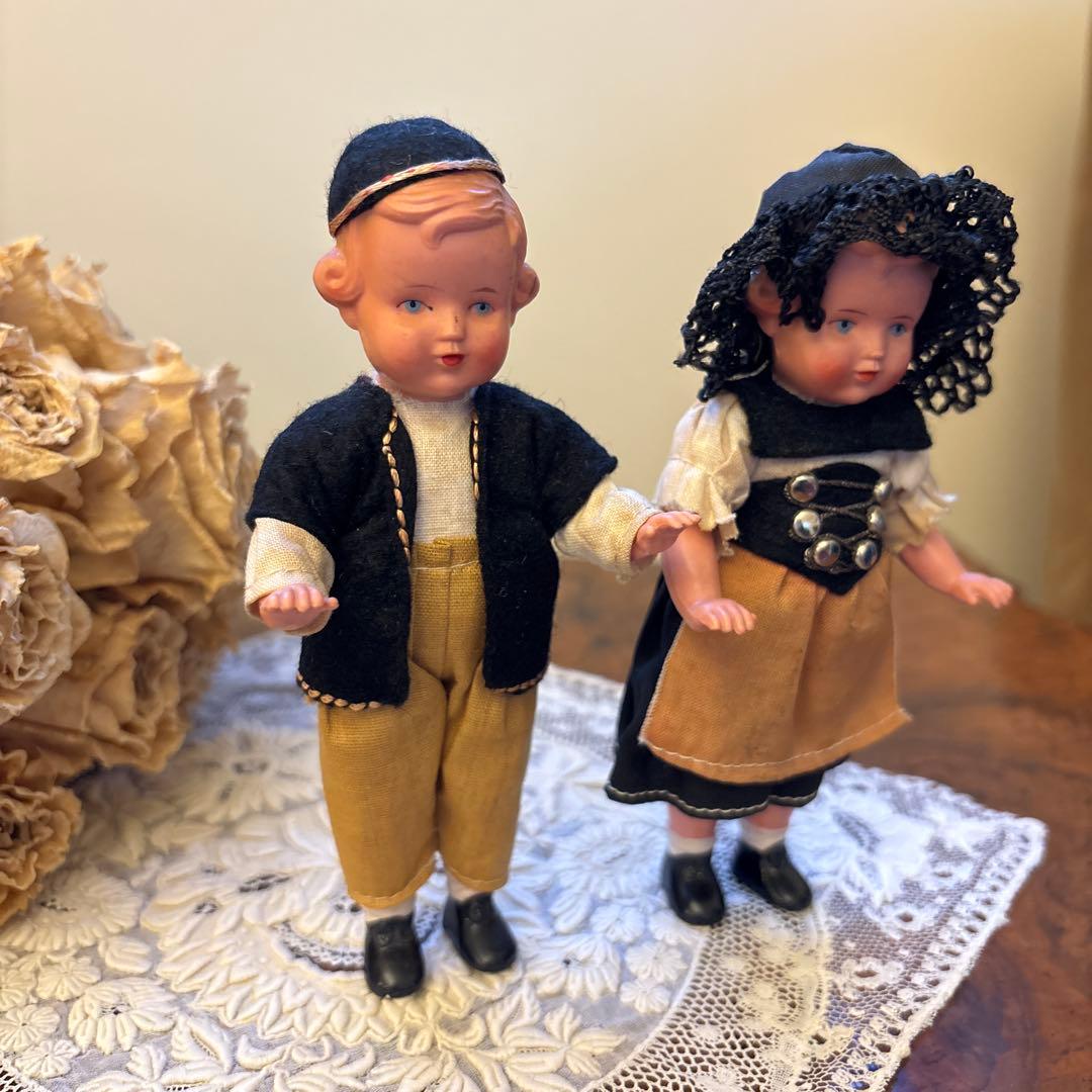 ★セルロイド人形★フランス　ヴィンテージドール　ミニョネット　男女セット