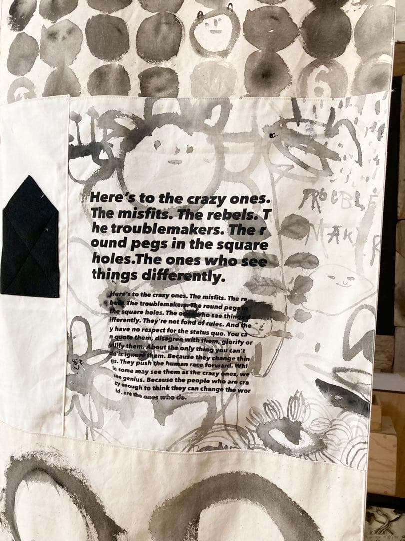 ハンドメイド　アート掛軸リバーシブル　オリジナルイラスト