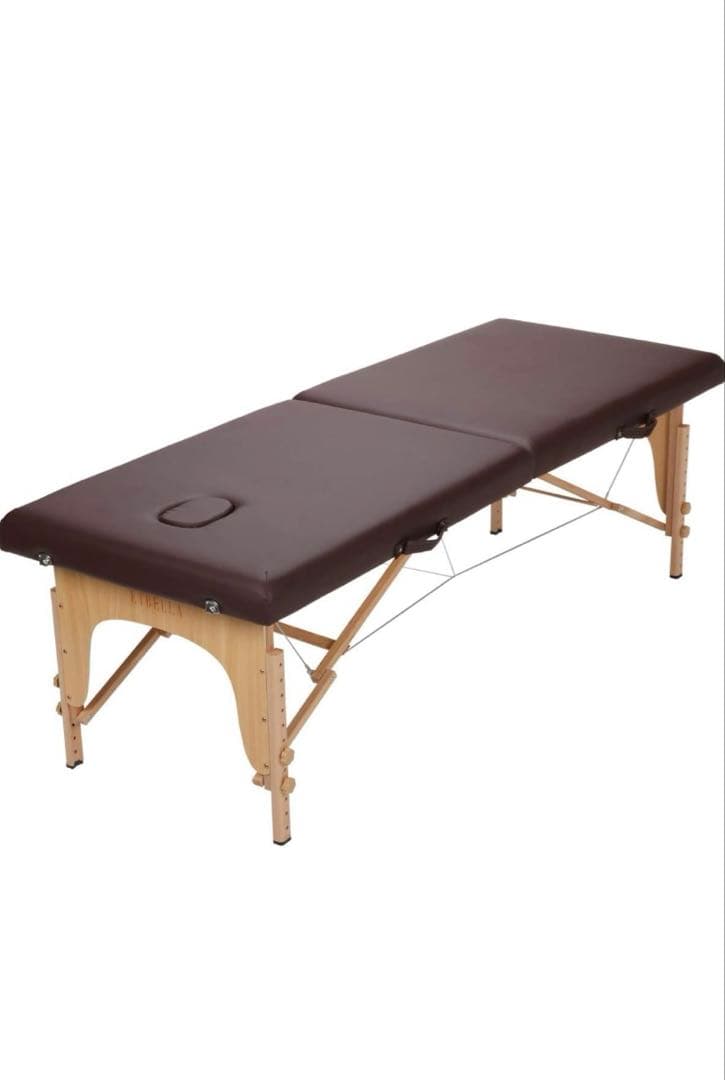 軽量 折りたたみ マッサージベッド 木製・有孔 チョコレート