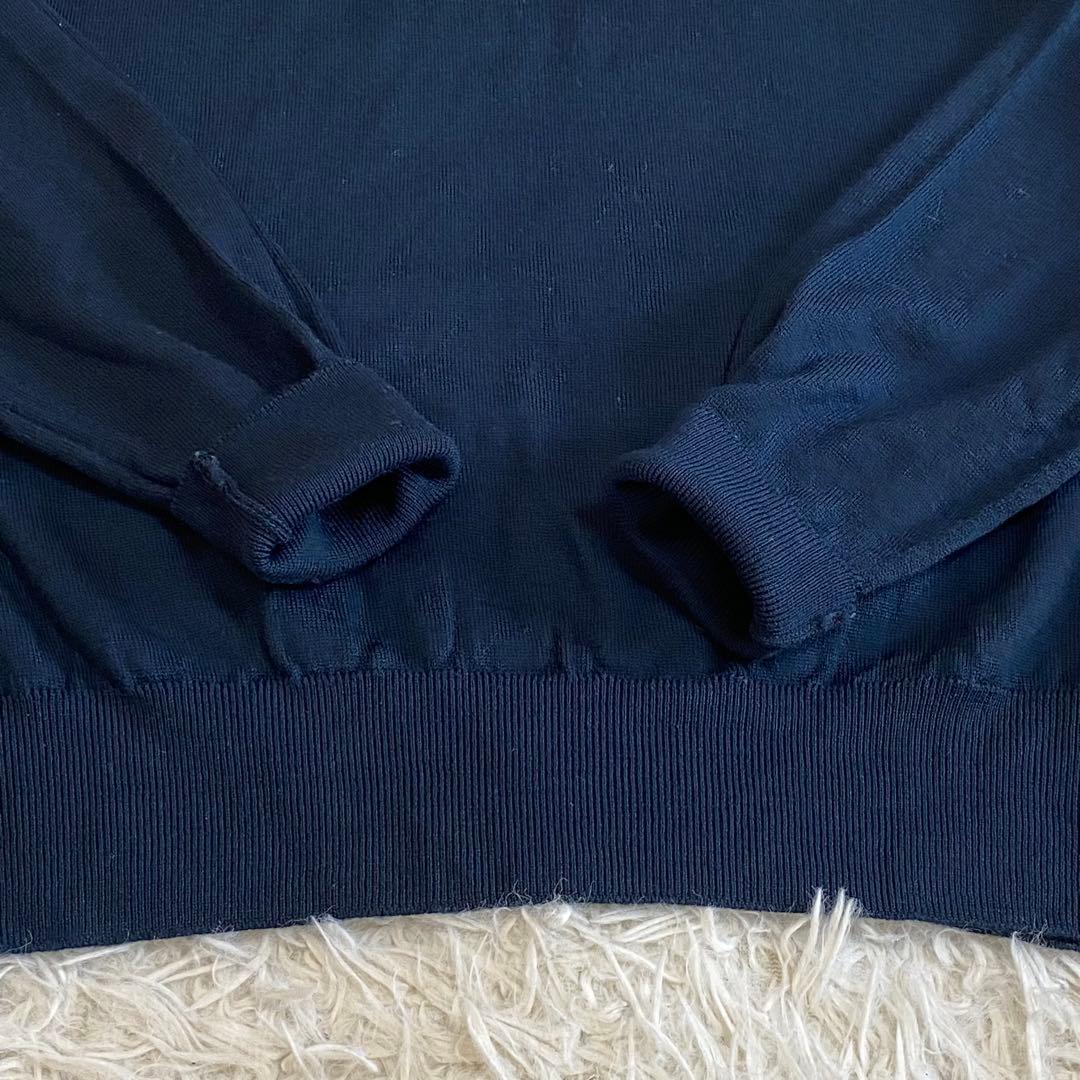 【美品】ジョンスメドレー　タートルネック　ニット　ネイビー　ウール　英国製　L