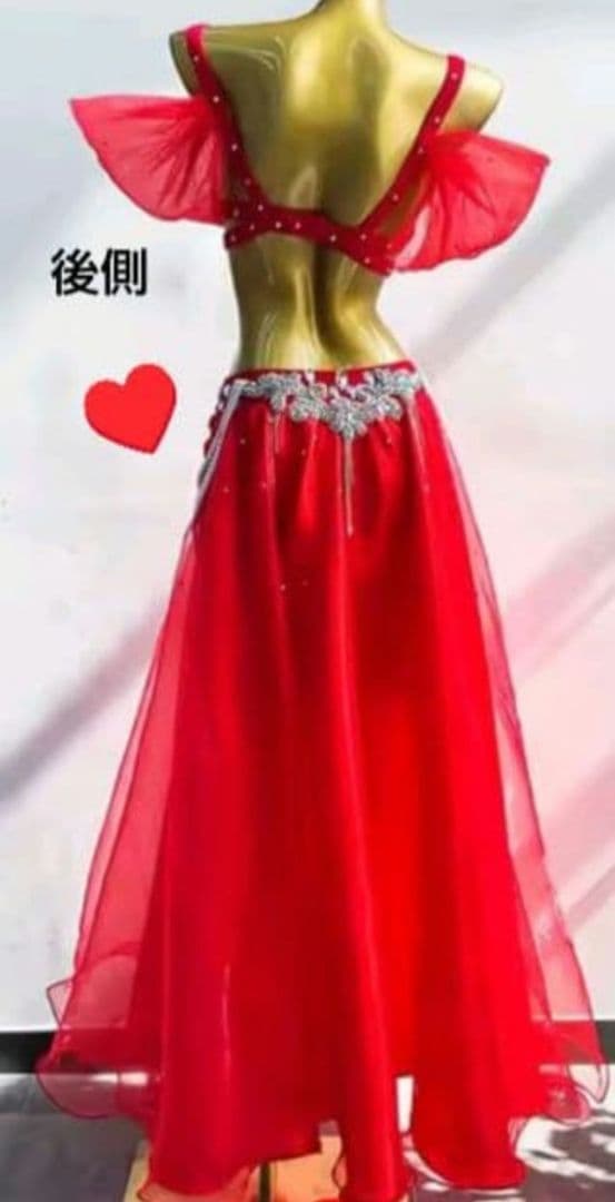 未使用　ベリーダンス 衣装　赤　姫系　オフショルダー