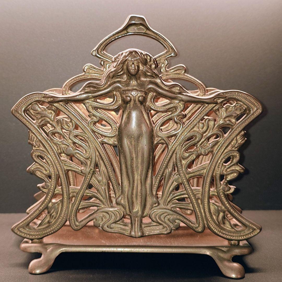 アールヌーボー風ブロンズナプキンスタンド　レターラック　アンティーク