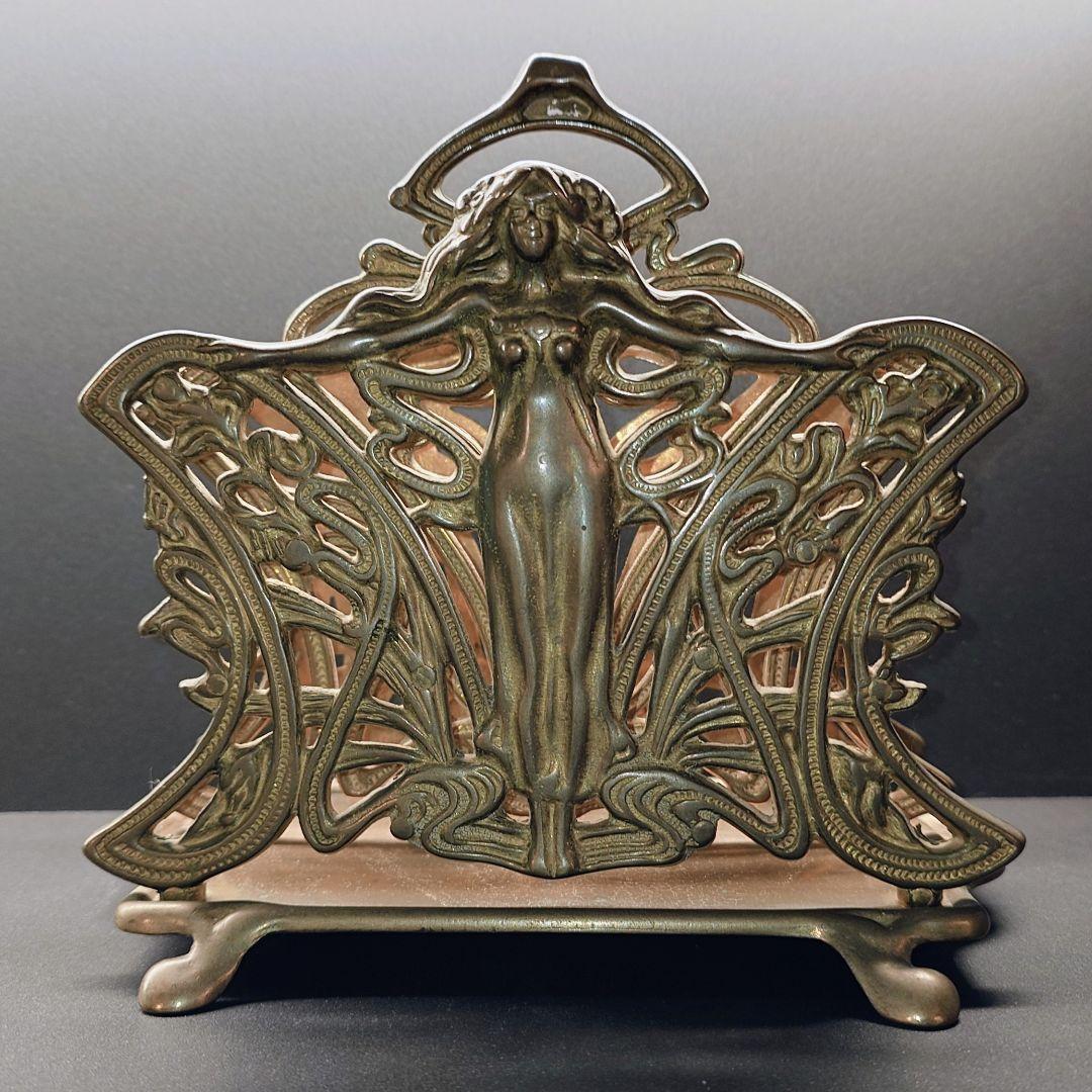 アールヌーボー風ブロンズナプキンスタンド　レターラック　アンティーク