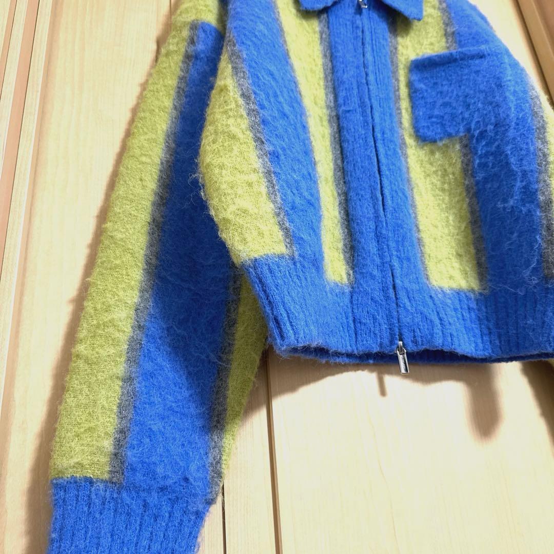 トップス Soutien Collar Stripe Zip Knit Cardigan