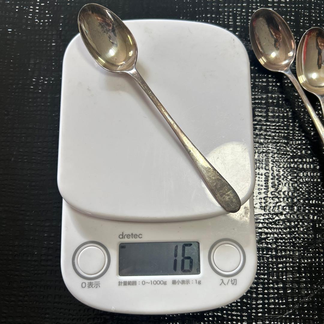 大阪丹金製◆⑤純銀製スプーン6本セット　昭和レトロ　アンティーク