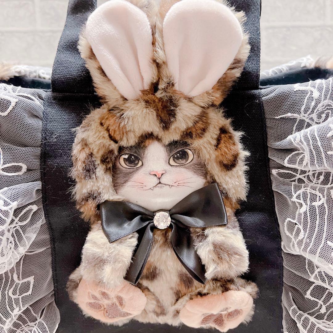 コヤンイサムチョン トートバッグ ヒョウ柄 ファー 猫 帆布 ブラック ジョーズ