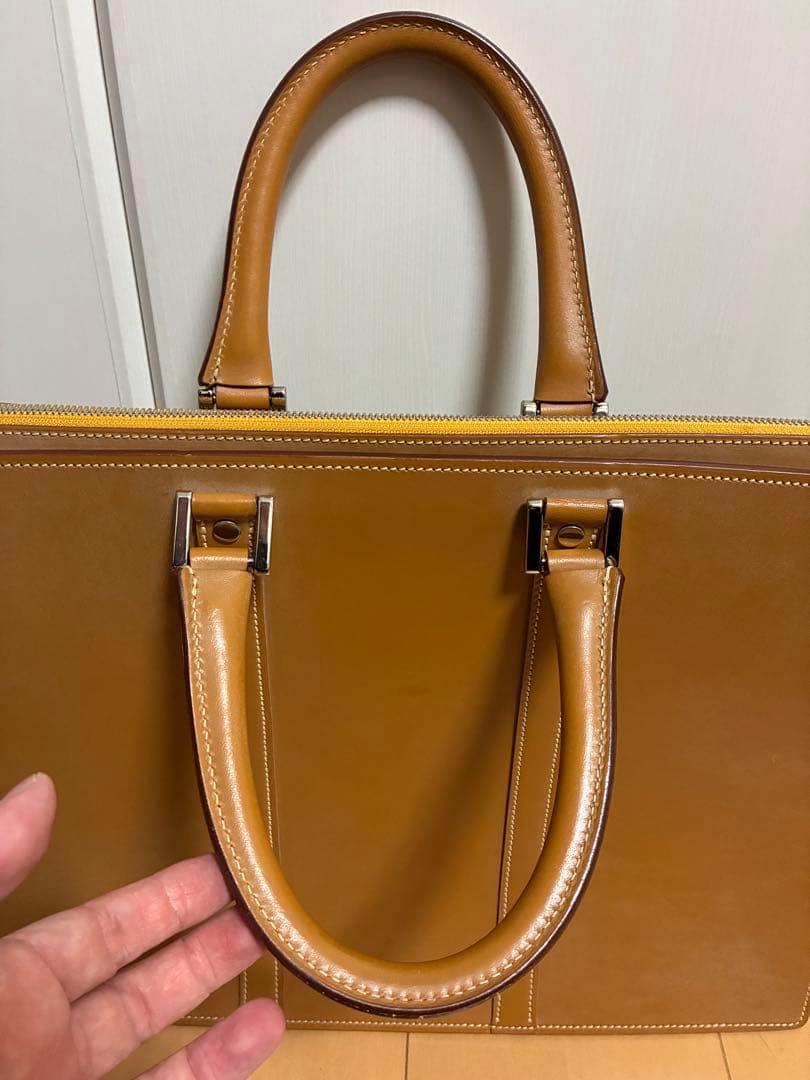 美品　万双　天ファスナー　キャメル　ビジネスバッグ
