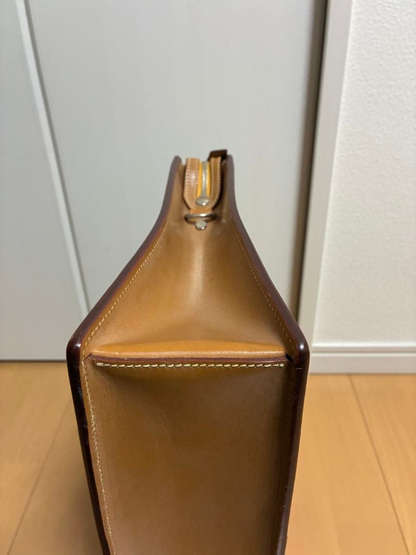 美品　万双　天ファスナー　キャメル　ビジネスバッグ
