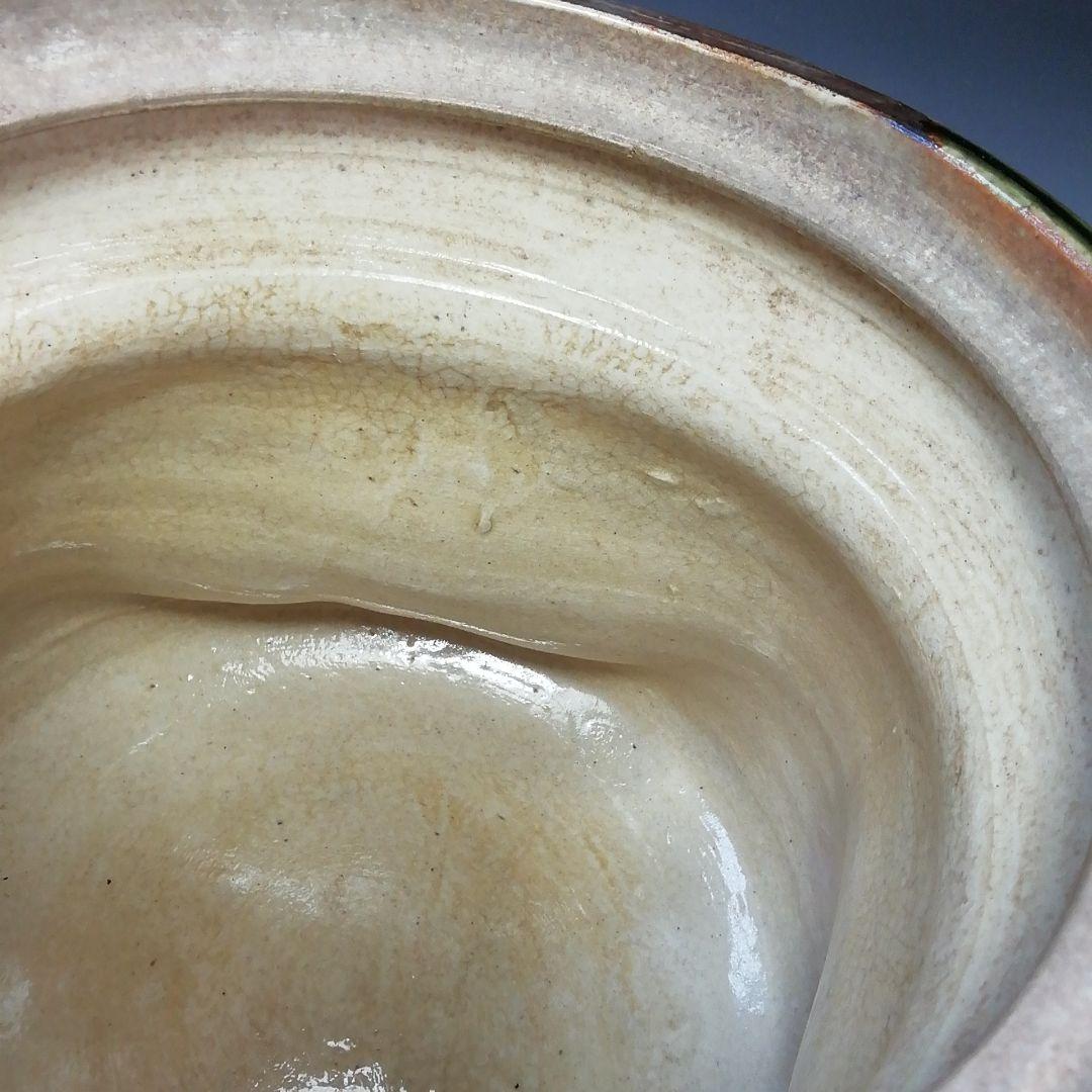 Ｓ７８３　水指　『織部釉』『山口錠鐵造』　共箱　茶道具