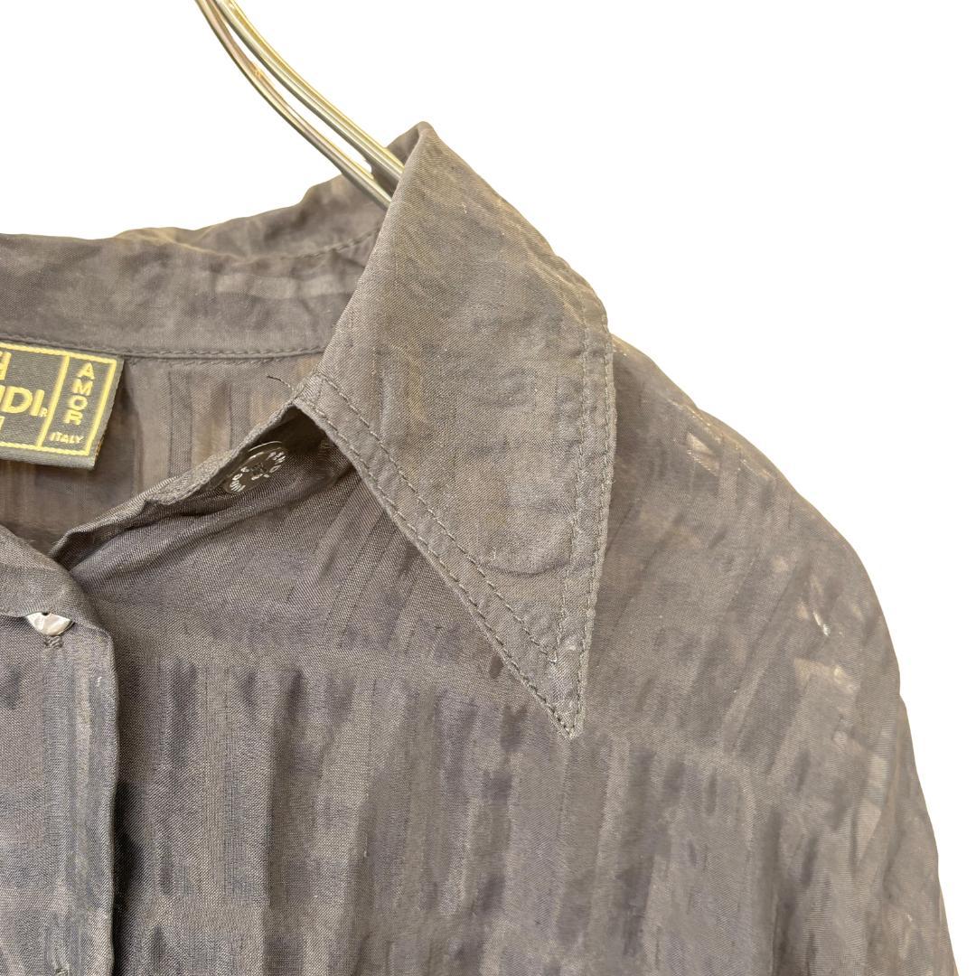 FENDI JEANS ロゴ ジャガード シースルーシャツ Lサイズ