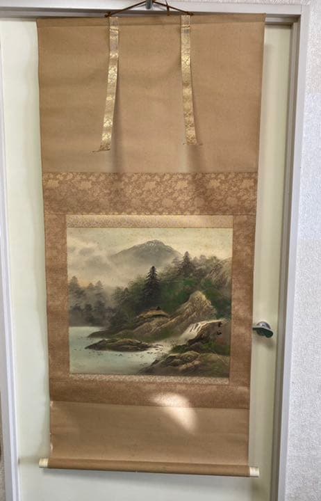 栄石 縁起物 風景画 掛け軸 掛軸 約130cm×約60cm