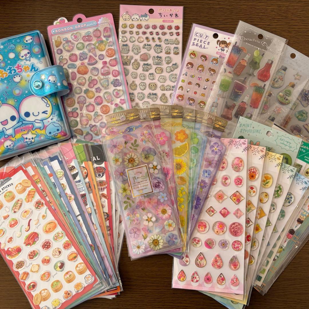 シール まとめ売り（ボンボンドロップ、タイル、ちいかわ、キラキラ、食べ物、花）